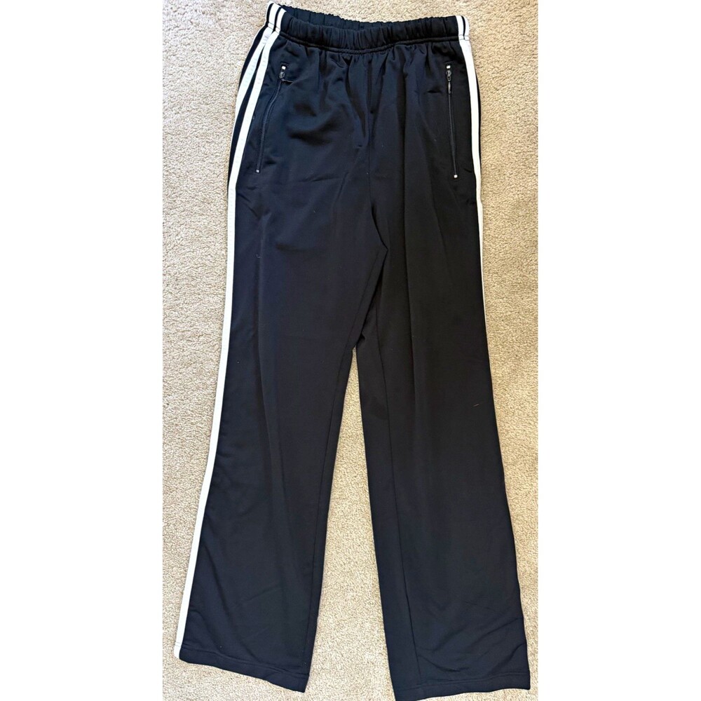 Adidas Womenโs Small Black Straight-Leg Track Pants Athleisure Sporty Side Strip